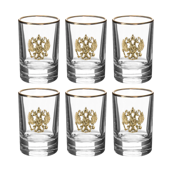 Set for vodka "Gerb" with edging, for 12 people, in a gift suitcase