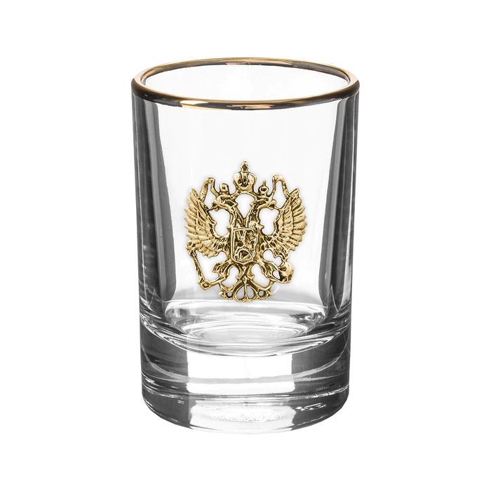 Set for vodka "Gerb" with edging, for 12 people, in a gift suitcase
