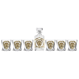 Whiskey set "George the Victorious" for 6 people, in a wooden box