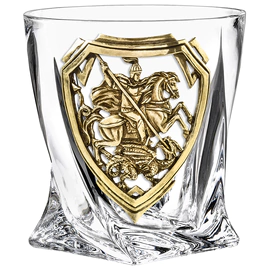 Whiskey set "George the Victorious" for 6 people, in a wooden box