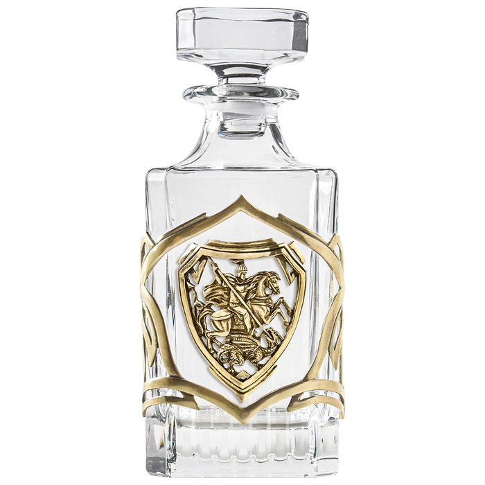 Whiskey set "George the Victorious" for 4 persons, in a wooden box