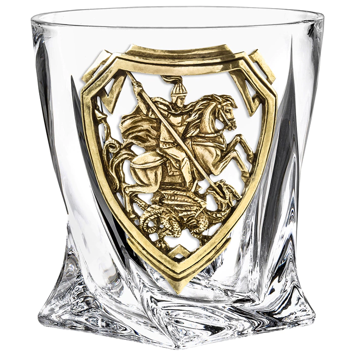 Whiskey set "George the Victorious" for 2 persons, in a wooden box