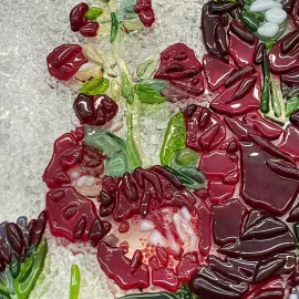 Панно декоративное из стекла "Ваза с мальвами" по мотивам работ Ван Гога