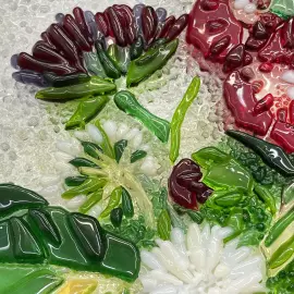 Панно декоративное из стекла "Ваза с мальвами" по мотивам работ Ван Гога