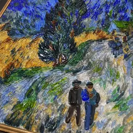 Панно декоративное из стекла "Дорога с кипарисом и звездой" по мотивам работ Ван Гога