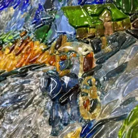 Панно декоративное из стекла "Дорога с кипарисом и звездой" по мотивам работ Ван Гога