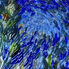 Панно декоративное из стекла "Дорога с кипарисом и звездой" по мотивам работ Ван Гога