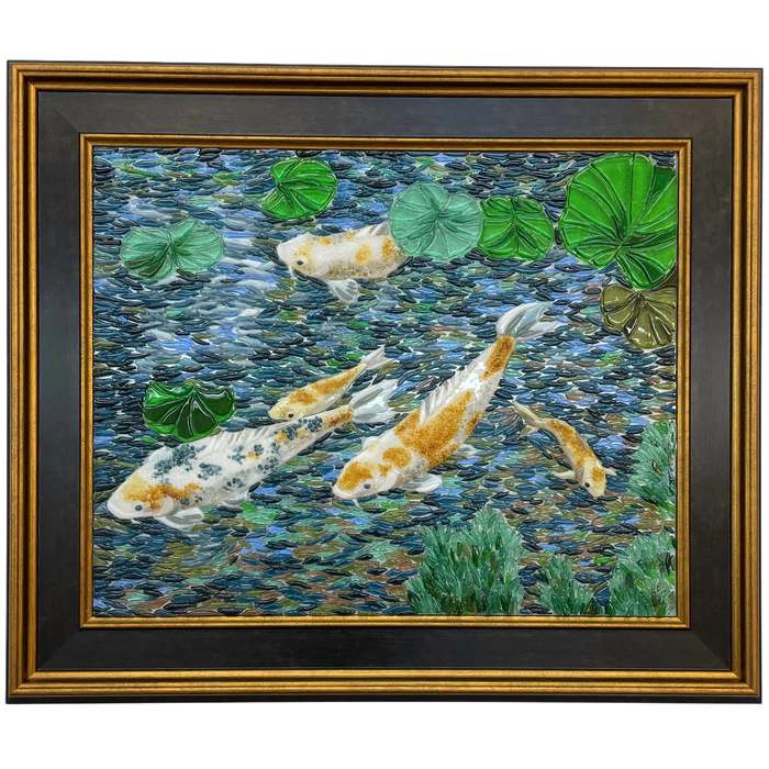 Decorative glass panel "Golden Koi carp"