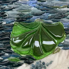 Панно декоративное из стекла "Золотые карпы кои"