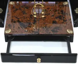 Настольный набор из обсидиана "Лев с шаром"