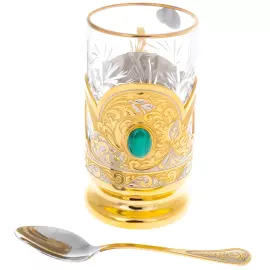 Подстаканник "Узоры" малахит, Златоуст