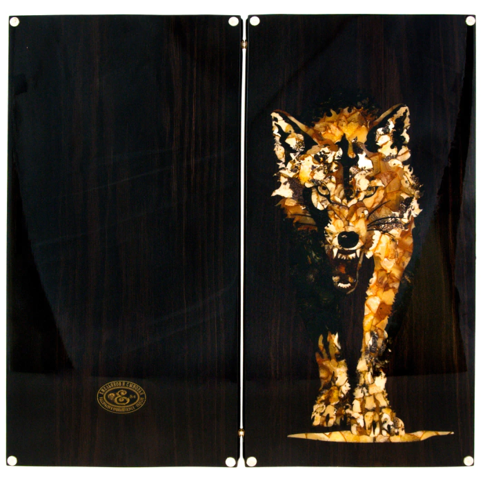 Backgammon made of amber "Wolf" small, collections "Vostok"