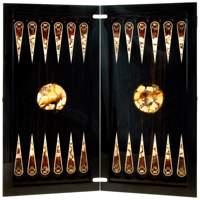 Backgammon made of amber "Wolf" small, collections "Vostok"