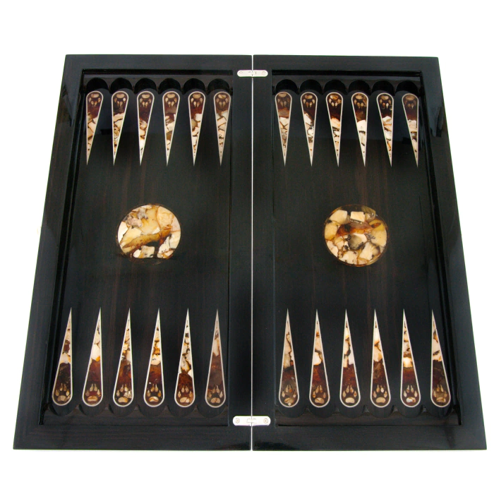 Backgammon made of amber "Wolf" small, collections "Vostok"