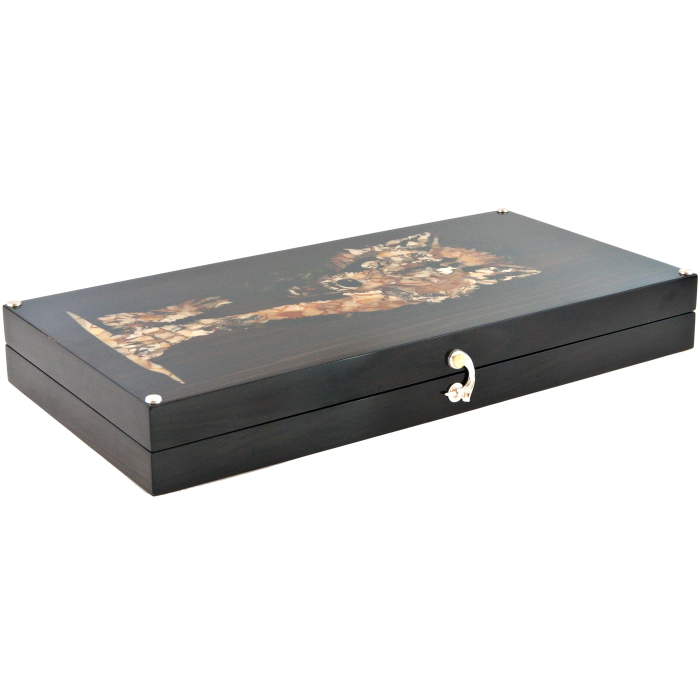 Backgammon made of amber "Wolf" small, collections "Vostok"