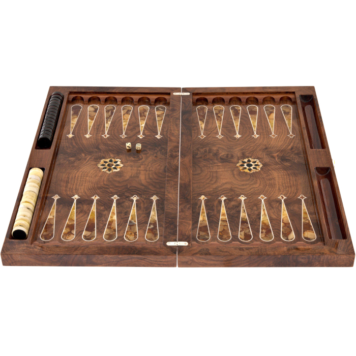 Backgammon made of walnut root and amber "Arabian Nights" collection "Orient"