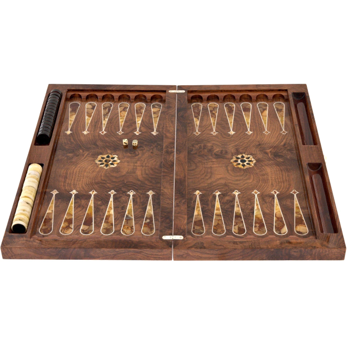 Backgammon made of walnut root and amber "Arabian Nights" collection "Orient"