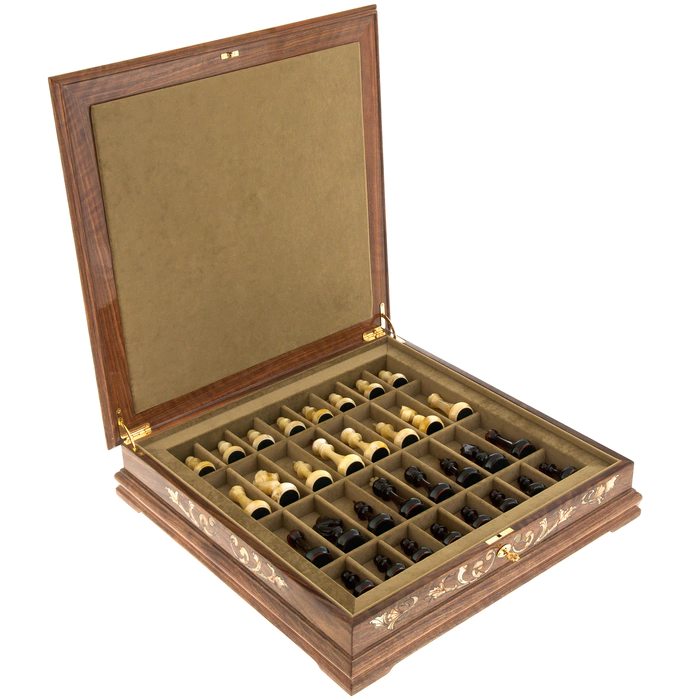Chess chest made of walnut root "Amber"
