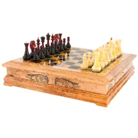 Шахматный ларец из карельской березы "Янтарный" Шахматный ларец из карельской березы "Янтарный"