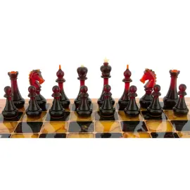 Шахматный ларец из карельской березы "Янтарный" Шахматный ларец из карельской березы "Янтарный"