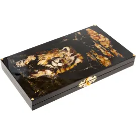 Нарды из мореного дуба и янтаря "Лев" Нарды из мореного дуба и янтаря "Лев"