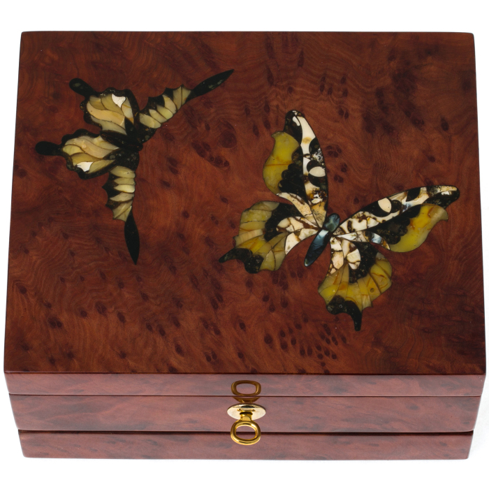 Amber jewelry box "Elena" in an individual case