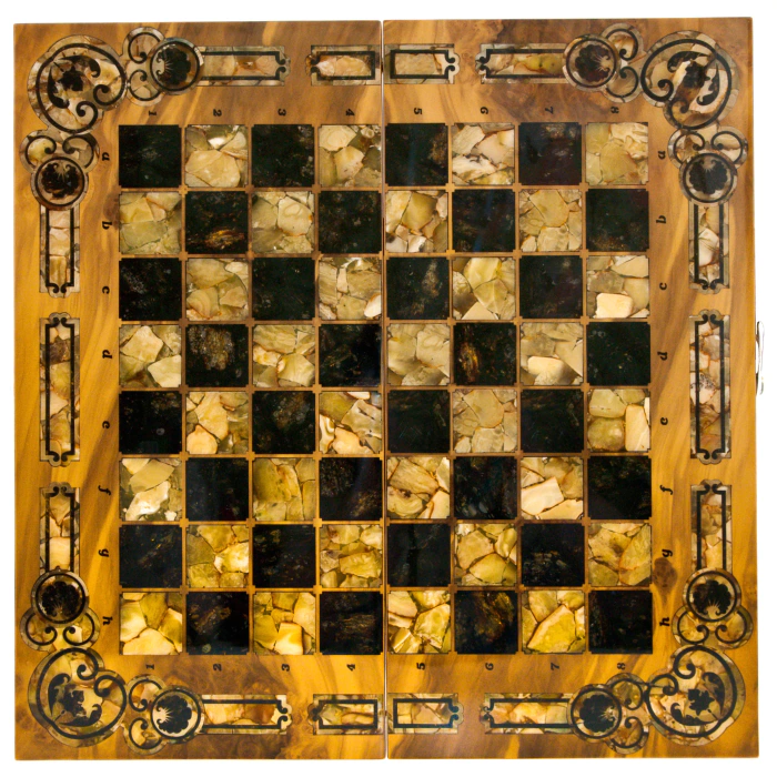 Chess made of myrtle and amber "Arabesque-Marine"