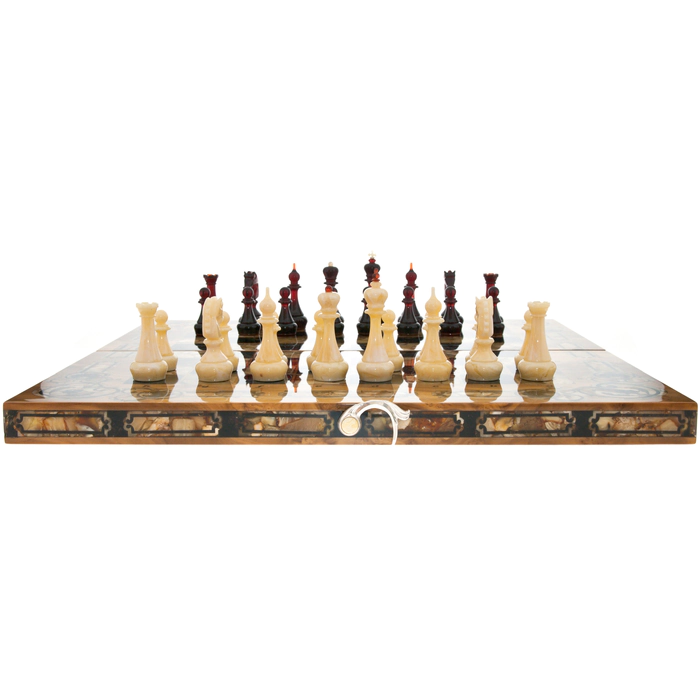 Chess made of myrtle and amber "Arabesque-Marine"