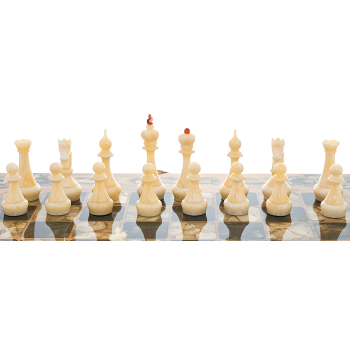 Chess made of myrtle and amber "Arabesque-Marine"