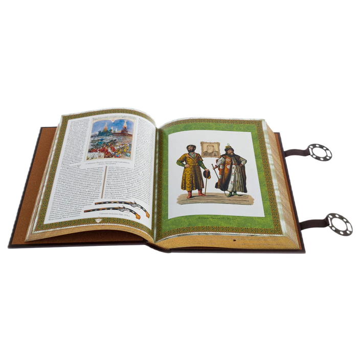 Leather-bound book "Russian Hunt" with clasps, exclusive