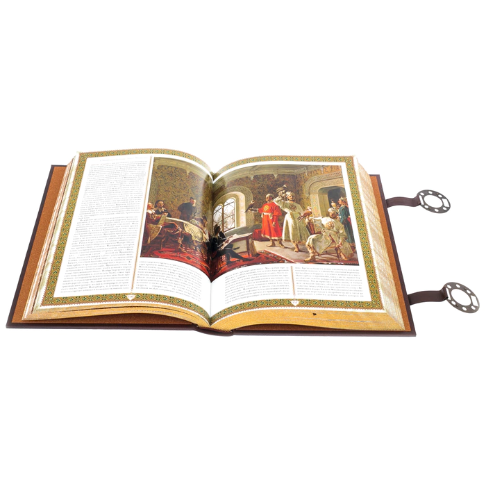 Leather-bound book "Russian Hunt" with clasps, exclusive
