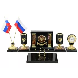 Настольный набор из яшмы и долерита "Россия"