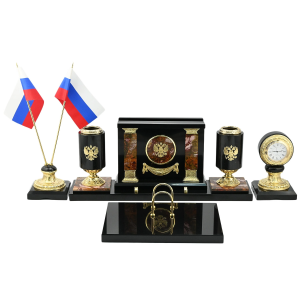 Настольный набор из яшмы и долерита "Россия"