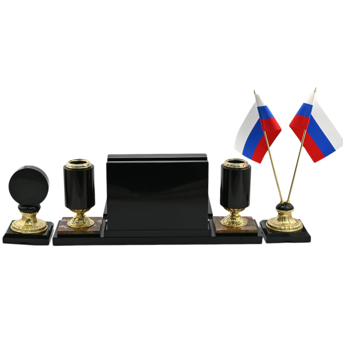 Настольный набор из яшмы и долерита "Россия"