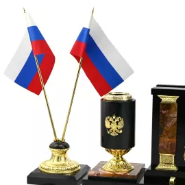 Настольный набор из яшмы и долерита "Россия"