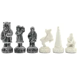Шахматы из креноида и долерита "Северные народы" с фигурами из мрамолита