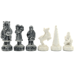 Chess made of crenoid and dolerite "Northern peoples" with pieces made of marble