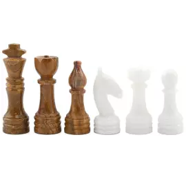 Шахматы из белого мрамора и коричневого оникса "Премиум"