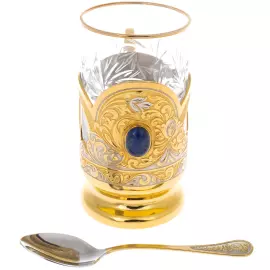 Подстаканник "Цветы" лазурит