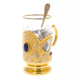 Подстаканник "Цветы" лазурит