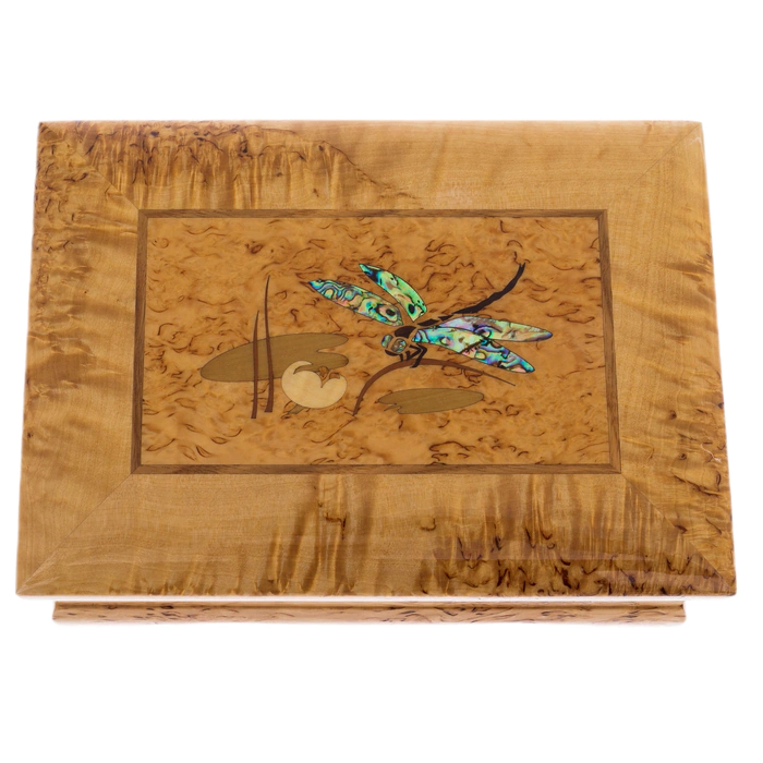 Jewelry box made of Karelian birch "Dragonfly"