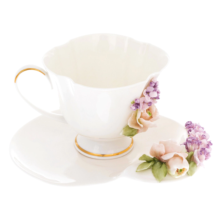 Tea steamer made of porcelain "Lilac and peony"