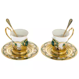 Duet coffee set with malachite and enamel