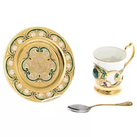 Duet coffee set with malachite and enamel
