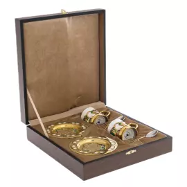 Duet coffee set with malachite and enamel