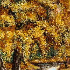 Картина из янтаря "Природа. Мост в лесу"