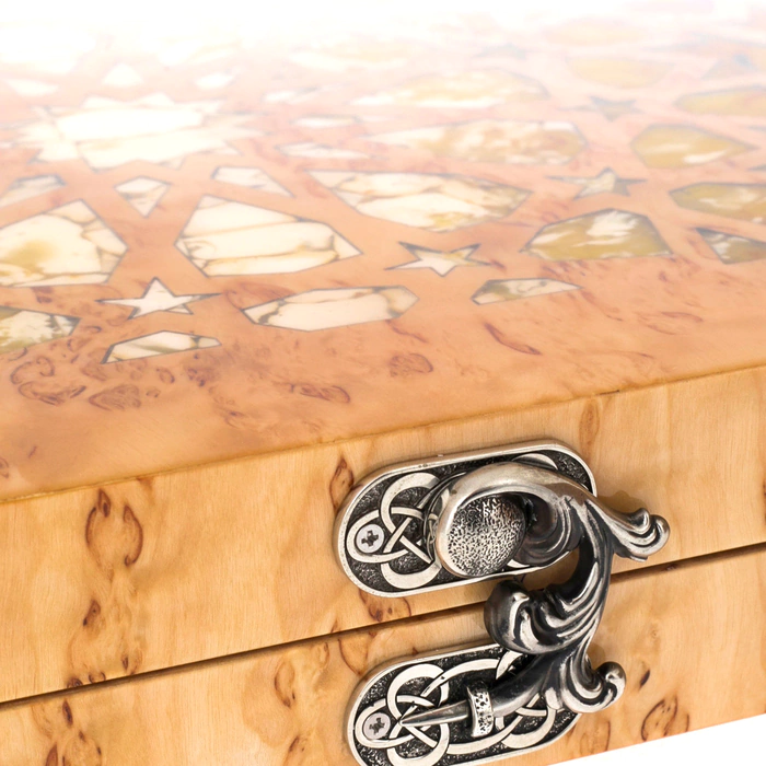 Karelian birch and amber backgammon "Sun of Arabia"