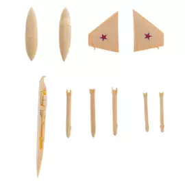 A composite model of the SU-57 mammoth tusk aircraft on a stand