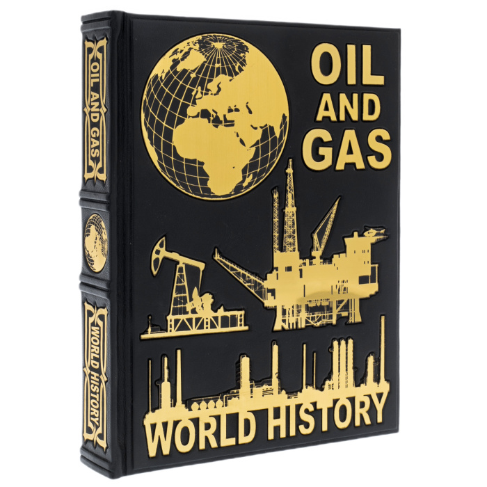 Книга в кожаном переплете "Oil and gas. World history" на английском языке