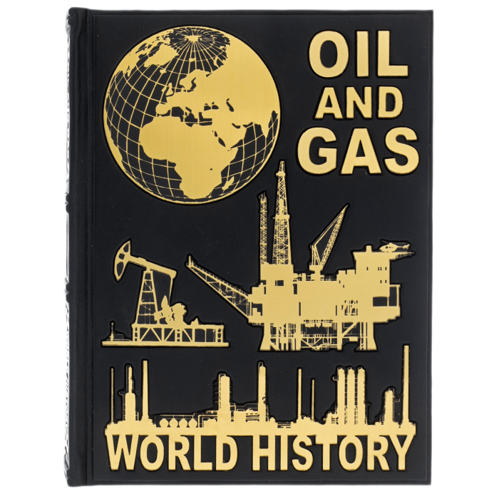 Книга в кожаном переплете "Oil and gas. World history" на английском языке